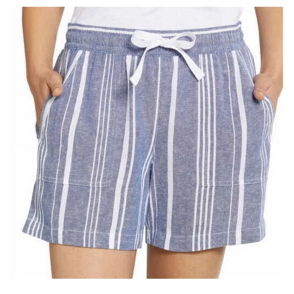 Nautica Ladies' Linen Blend Pull-On Shorts, Blue/White